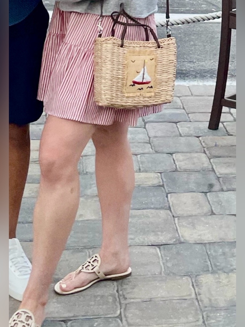 Woven Straw Sailboat Vacation Tote Bag - Natural with Euro Summer Straw Details - Picture 1 of 7
